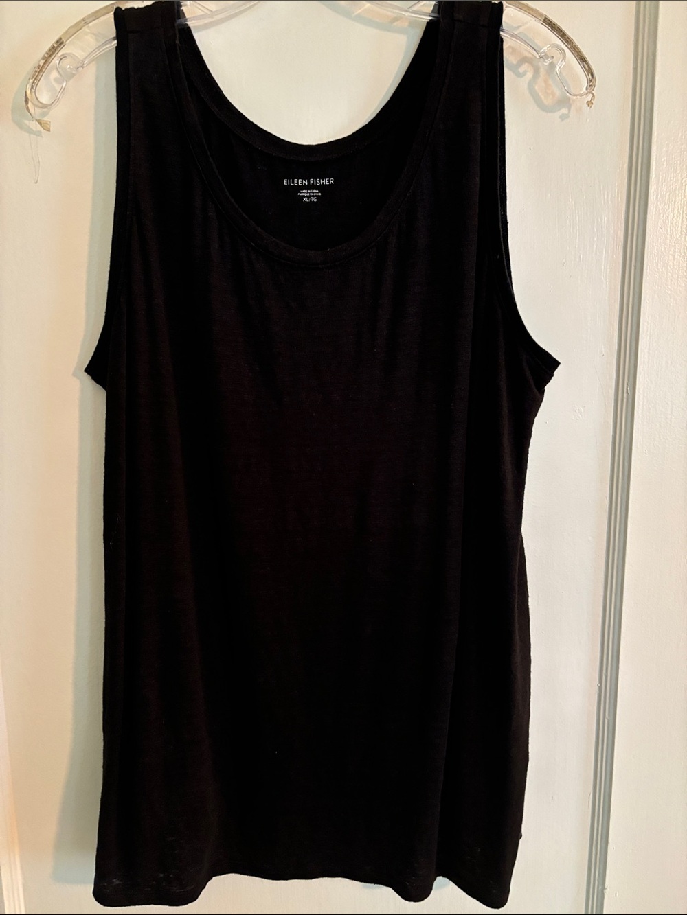 EILEEN FISHER pure organic linen Black Tank